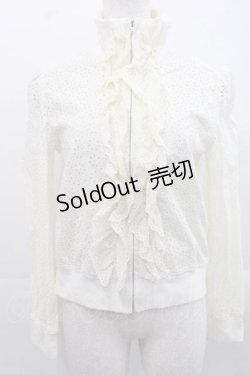 画像1: Jane Marple / 総レースハイネックジップアップジャケット M アイボリー I-25-11-15-011-JM-JA-SA-ZI