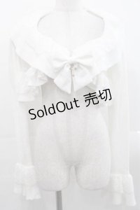 Chalmiere / クロス透かし編みニットカーデ M 白 I-25-11-15-013-LO-TO-SA-ZI