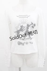 PUTUMAYO / innocent insanityカットソー  白Ｘ黒 I-25-11-15-015-PT-TO-SA-ZI