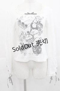 PUTUMAYO / スウィーツアリスプリントカットソー  白Ｘ黒 I-25-11-15-016-PT-TO-SA-ZI