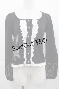 PUTUMAYO / 蝶プリントフロントフリルカットソー  黒ＸシルバーＸ白 I-25-11-15-017-PT-TO-SA-ZI