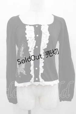 画像1: PUTUMAYO / 蝶プリントフロントフリルカットソー  黒ＸシルバーＸ白 I-25-11-15-017-PT-TO-SA-ZI