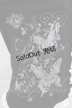 画像4: PUTUMAYO / 蝶プリントフロントフリルカットソー  黒ＸシルバーＸ白 I-25-11-15-017-PT-TO-SA-ZI