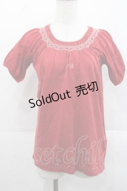 画像1: PINK HOUSE / PH刺繍半袖カットソー  赤Ｘピンク I-25-11-15-021-LO-TO-SA-ZT198