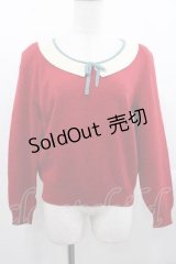 PINK HOUSE / 襟デザインニットトップス  赤Ｘ白Ｘサックス I-25-11-15-022-LO-TO-SA-ZI