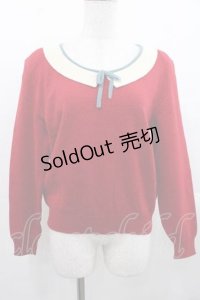 PINK HOUSE / 襟デザインニットトップス  赤Ｘ白Ｘサックス I-25-11-15-022-LO-TO-SA-ZI