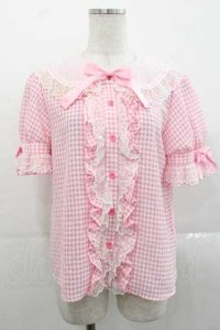 Angelic Pretty / ギンガムはしごレースブラウス  ピンクチェック I-25-11-15-003-AP-BL-SA-ZI
