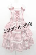 metamorphose / ３段フリルジャンパースカート（ギンガム）  赤Ｘ白チェック I-25-11-18-036-ME-OP-SA-ZI