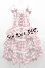 metamorphose / ３段フリルジャンパースカート（ギンガム）  赤Ｘ白チェック I-25-11-18-036-ME-OP-SA-ZI