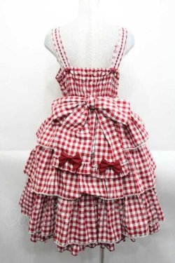 画像2: metamorphose / ３段フリルジャンパースカート（ギンガム）  赤Ｘ白チェック I-25-11-18-036-ME-OP-SA-ZI