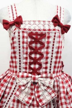 画像3: metamorphose / ３段フリルジャンパースカート（ギンガム）  赤Ｘ白チェック I-25-11-18-036-ME-OP-SA-ZI