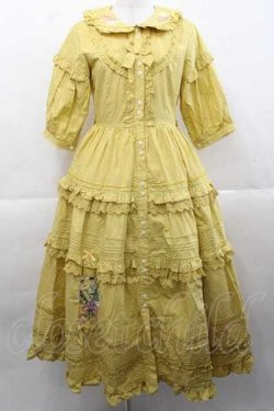 画像1: Surfacespell（海外ロリータブランド） / A Bank Where The Wild Thyme Blows 前開きワンピース  イエロー I-25-11-18-040-LO-OP-SA-ZI