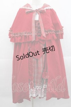 画像1: YUPBRO（海外ロリータブランド） / 赤ずきんちゃん フードマント付きジャンパースカート4点セット  レッド I-25-11-18-041-LO-OP-SA-ZI