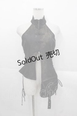 画像1: Qutie Frash / チャイナホルターネックトップス  黒 I-25-11-18-008-QU-TO-SA-ZI