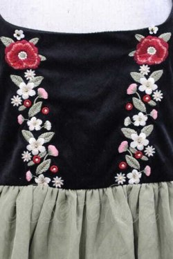 画像3: Pretty Rock Baby（海外ロリータブランド） / ベロア切替ジャンパースカート S ブラック×グリーン I-25-11-18-043-LO-OP-SA-ZI