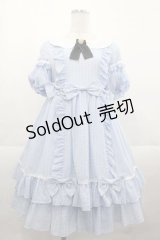 南瓜猫(Pumpkin Cat)（海外ロリータブランド） / ギンガムワッフルワンピース S サックス I-25-11-18-047-LO-OP-SA-ZI