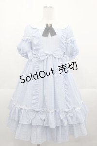 南瓜猫(Pumpkin Cat)（海外ロリータブランド） / ギンガムワッフルワンピース S サックス I-25-11-18-047-LO-OP-SA-ZI