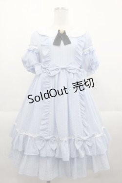 画像1: 南瓜猫(Pumpkin Cat)（海外ロリータブランド） / ギンガムワッフルワンピース S サックス I-25-11-18-047-LO-OP-SA-ZI