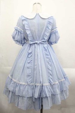 画像2: 南瓜猫(Pumpkin Cat)（海外ロリータブランド） / ギンガムワッフルワンピース S サックス I-25-11-18-047-LO-OP-SA-ZI