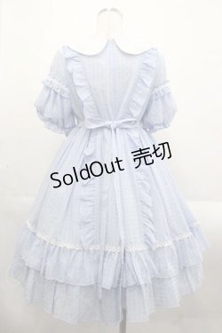 画像2: 南瓜猫(Pumpkin Cat)（海外ロリータブランド） / ギンガムワッフルワンピース S サックス I-25-11-18-047-LO-OP-SA-ZI