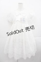 choker rabbit（海外ロリータブランド） / 総レースロゴリボンワンピース S ホワイト I-25-11-18-049-LO-OP-SA-ZI