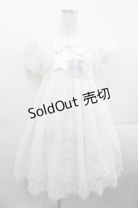 choker rabbit（海外ロリータブランド） / 総レースロゴリボンワンピース S ホワイト I-25-11-18-049-LO-OP-SA-ZI