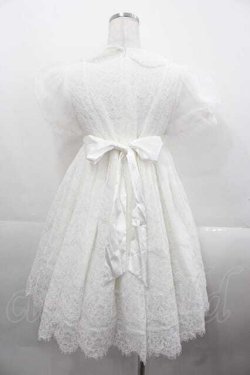 画像2: choker rabbit（海外ロリータブランド） / 総レースロゴリボンワンピース S ホワイト I-25-11-18-049-LO-OP-SA-ZI