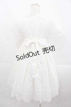 画像2: choker rabbit（海外ロリータブランド） / 総レースロゴリボンワンピース S ホワイト I-25-11-18-049-LO-OP-SA-ZI