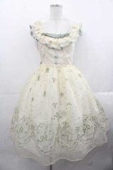 玻璃紙之夜(Nuit De Cellophone)（海外ロリータブランド） / 幽谷風鈴フロッキージャンパースカート XS グリーン I-25-11-18-050-LO-OP-SA-ZS