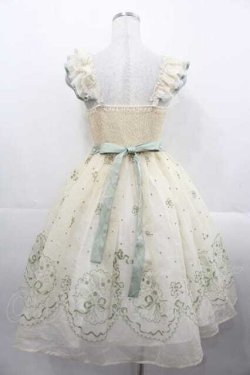 画像2: 玻璃紙之夜(Nuit De Cellophone)（海外ロリータブランド） / 幽谷風鈴フロッキージャンパースカート XS グリーン I-25-11-18-050-LO-OP-SA-ZI