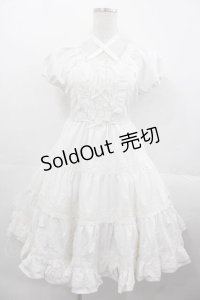 榛果可可花束(BacioBouquet)（海外ロリータブランド） / Doll Storyミニ袖ワンピース S ホワイト I-25-11-18-055-LO-OP-SA-ZI