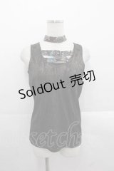 Qutie Frash / ベルトチョーカー付きタンク  黒Ｘゴールド I-25-11-18-010-QU-TO-SA-ZI