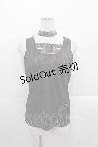 Qutie Frash / ベルトチョーカー付きタンク  黒Ｘゴールド I-25-11-18-010-QU-TO-SA-ZI