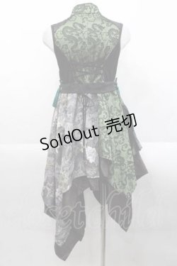 画像2: Qutie Frash / チャイナノースリーブチュニック  黒Ｘ緑 I-25-11-18-061-QU-TO-SA-ZI