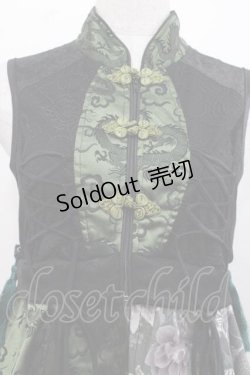 画像3: Qutie Frash / チャイナノースリーブチュニック  黒Ｘ緑 I-25-11-18-061-QU-TO-SA-ZI