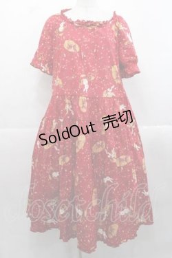 画像1: PINK HOUSE / チェリー&ハットプリントワンピース  レッド I-25-11-18-063-LO-OP-SA-ZI