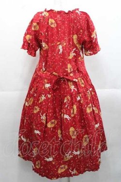 画像2: PINK HOUSE / チェリー&ハットプリントワンピース  レッド I-25-11-18-063-LO-OP-SA-ZI