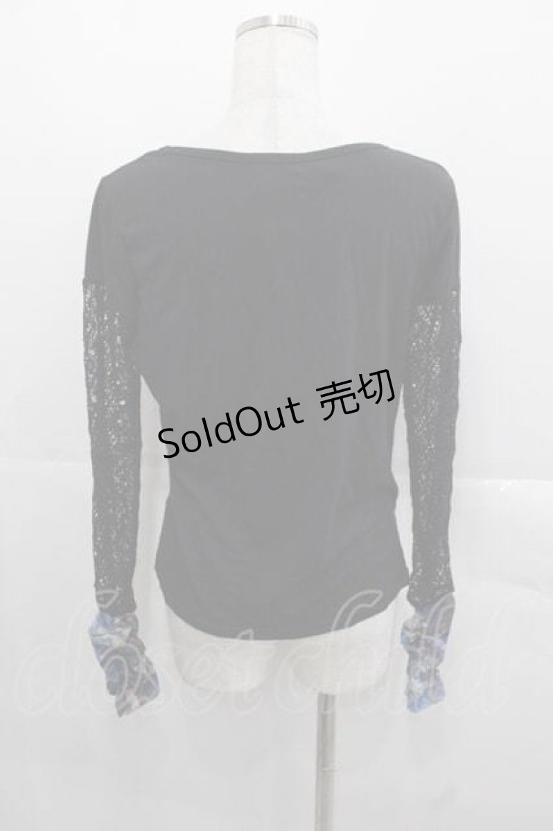 画像2: Qutie Frash / 透かし切替カットソー  黒Ｘ青 I-25-11-18-012-QU-TO-SA-ZI (2)