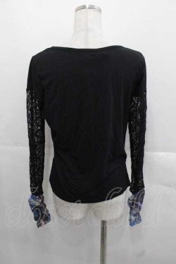 画像2: Qutie Frash / 透かし切替カットソー  黒Ｘ青 I-25-11-18-012-QU-TO-SA-ZI