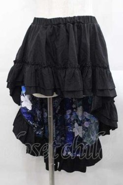 画像1: Qutie Frash / 扇柄フリル変形スカート  黒Ｘ青 I-25-11-18-075-QU-SK-SA-ZI