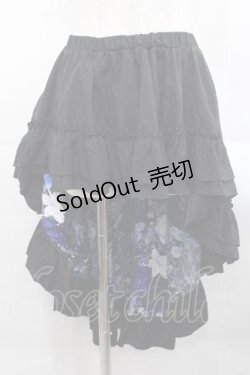 画像1: Qutie Frash / 扇柄フリル変形スカート  黒Ｘ青 I-25-11-18-075-QU-SK-SA-ZI