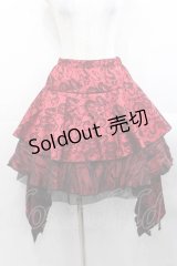 Qutie Frash / 龍プリント変形スカート  赤Ｘ黒 I-25-11-18-076-QU-SK-SA-ZI