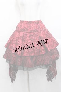 Qutie Frash / 龍プリント変形スカート  赤Ｘ黒 I-25-11-18-076-QU-SK-SA-ZI