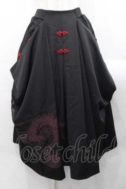 画像1: Qutie Frash / 袴ロングスカート  黒Ｘ赤 I-25-11-18-077-QU-SK-SA-ZI