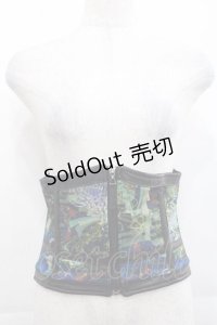 Qutie Frash / 3連ベルト和柄コルセット  黒Ｘ青 I-25-11-18-082-QU-TO-SA-ZI