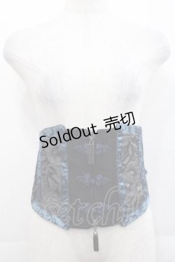 画像1: Qutie Frash / チャイナボタンリボンコルセット  黒Ｘ青 I-25-11-18-084-QU-TO-SA-ZI