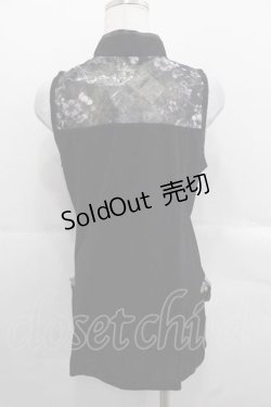 画像2: Qutie Frash / 和柄メッシュ切替チャイナノースリーブトップス  黒 I-25-11-18-014-QU-TO-SA-ZI
