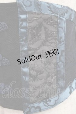 画像4: Qutie Frash / チャイナボタンリボンコルセット  黒Ｘ青 I-25-11-18-084-QU-TO-SA-ZI