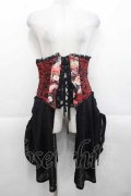 Qutie Frash / サイドフリル和柄コルセット  赤Ｘ黒 I-25-11-18-085-QU-ZA-SA-ZI