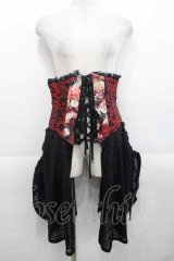 Qutie Frash / サイドフリル和柄コルセット  赤Ｘ黒 I-25-11-18-085-QU-ZA-SA-ZI